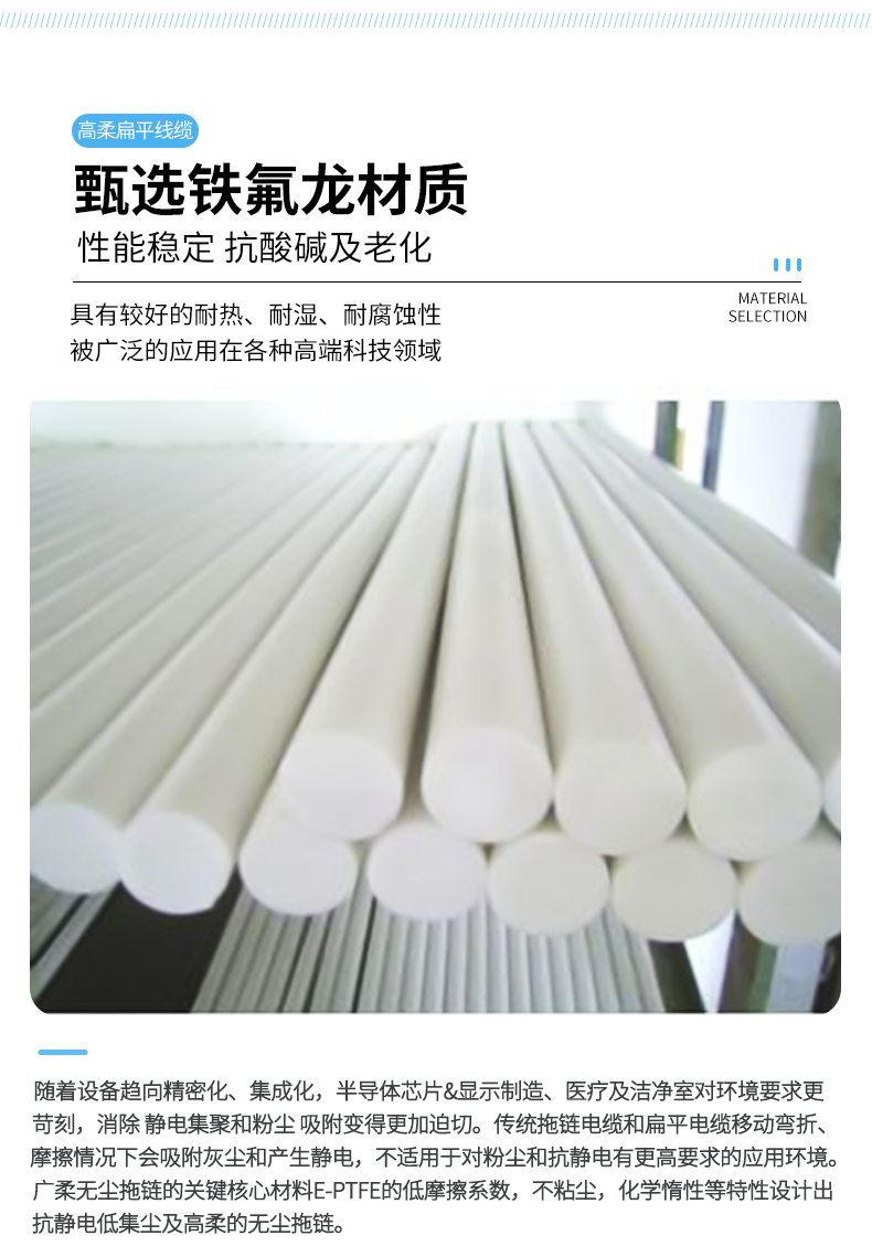 廣柔替代進口光刻機半導(dǎo)體設(shè)備FFC扁平電纜采用的是鐵氟龍材質(zhì)包裹